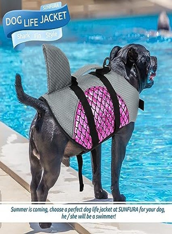 Olpad سترة نجاة للكلاب من البوليستر من أولباد، سترة عائمة على شكل سمكة قرش، سترة أمان صيفية للسباحة مع حزام قابل للتعديل ومقبض إنقاذ لحمامات السباحة والشواطئ والقوارب [وردي - صغير]، قطعة واحدة - Image 4